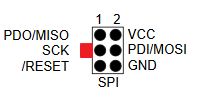 Pinout of Ateml-ICE SPI 6 pin wire clarified with tab connector