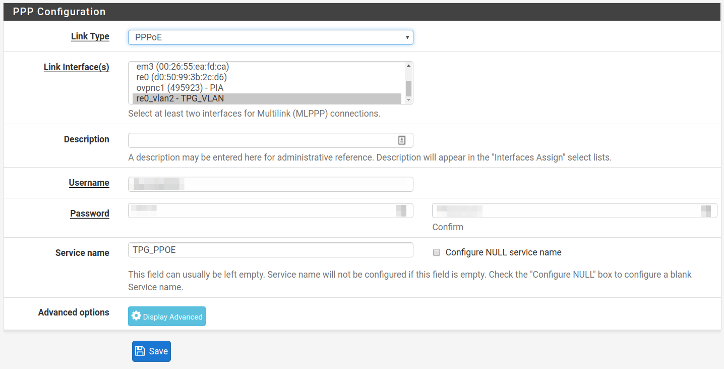 pfSense PPP configuration